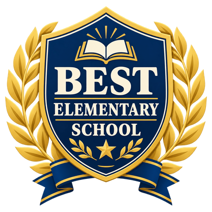 Badge reading “Best Elementary School.”